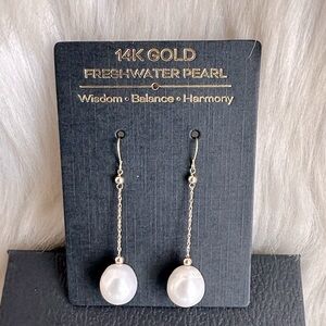 Gold Freshwater Pearl Drop Earrings